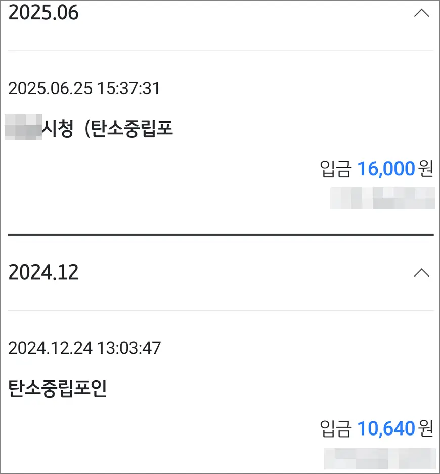 탄소중립포인트 입금내역 탄소중립포인트 입금내역